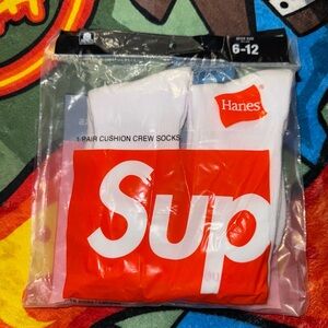 Hanes White and Red Crew Socks - Party Essential